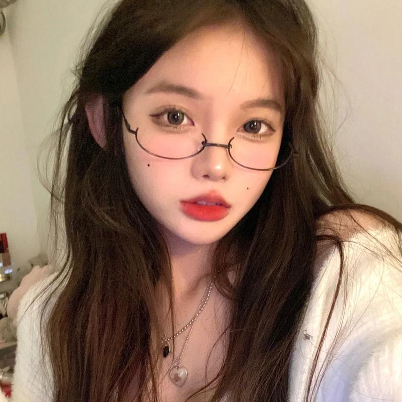 Metal Frame Half Frame Without Lens Girls Chic Cosplay Party Decoration Eyewear New Vintage Glasses Y2K Metal Photography