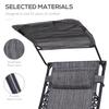 Foldable Reclining Garden Chair with Headrest, Zero Gravity Deck Sun Lounger Seat Chair with Footrest, Armrest, Cup Holder & Canopy Shade, Grey