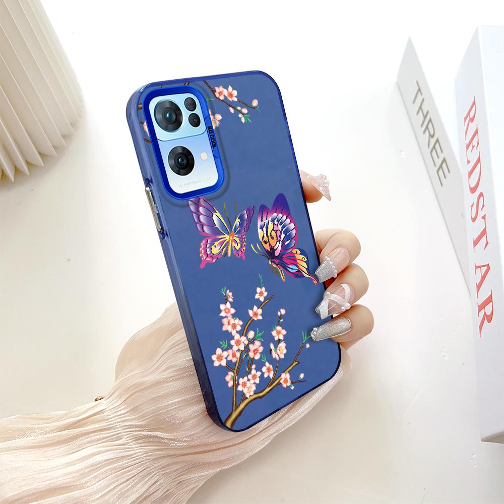 Custodia rigida antiurto anticaduta con motivo dipinto, argento colorato, bifacciale, per telefono OnePlus OPPO Reno Realme