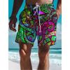 New 3D Printed Graffiti Graphic Men's Board Shorts Fashion Casual Swim Trunks Quick Drying Hawaiian Style Holiday Shorts Trunks
