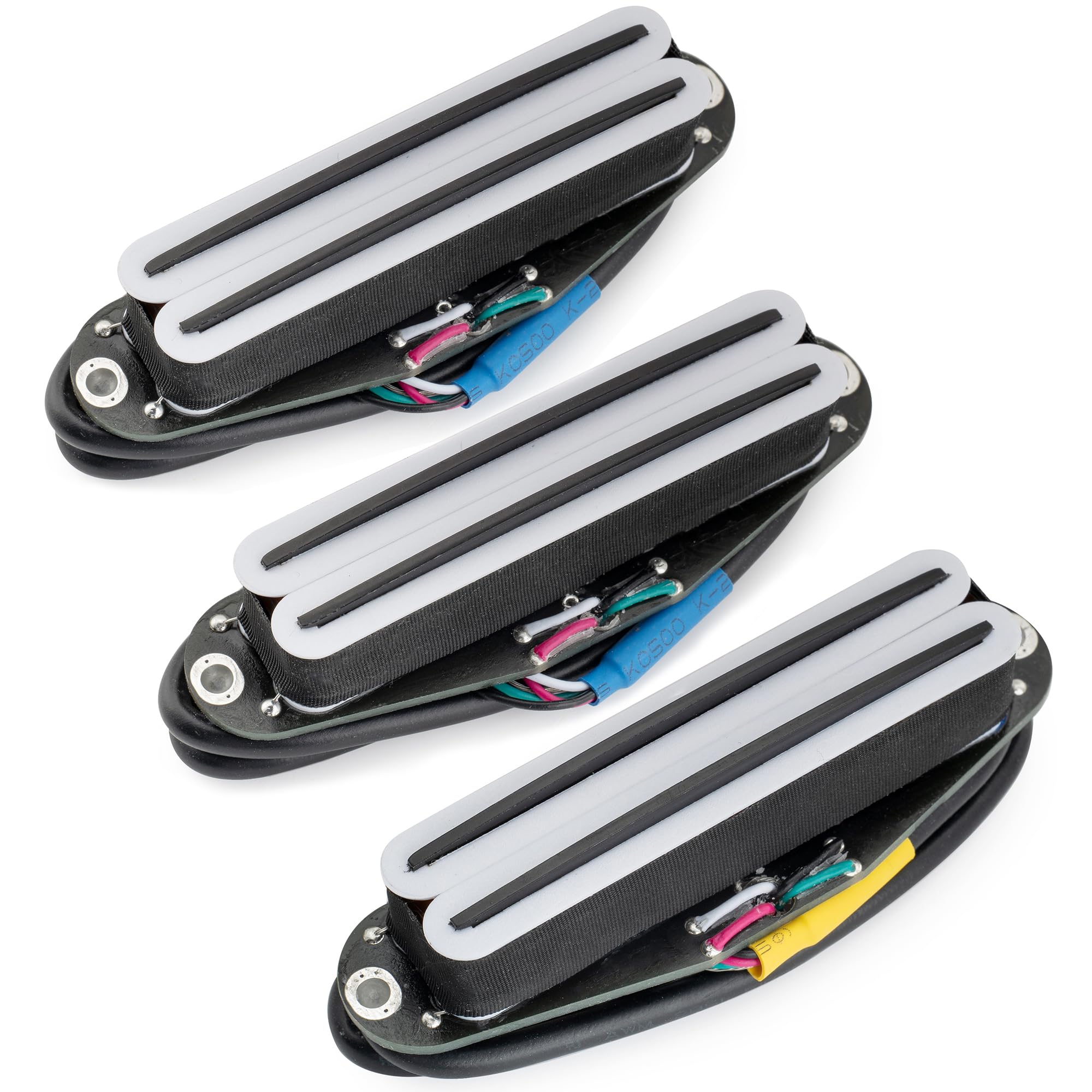 

Musiclily Pro ST-DPHC Ceramic Single-Size Humbucker Pickups with Super Distortion Neck, Middle, and Bridge Pickup Set for Strat Electric Guitars,