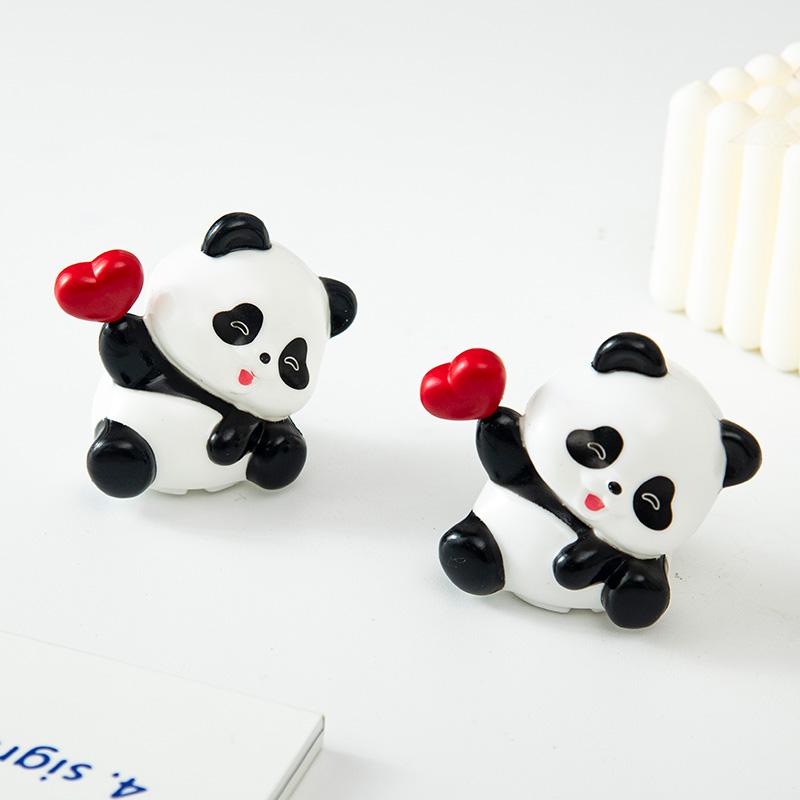 Cute Panda Ornament Desk Accessories Plastic Panda Birthday Cake Decoration Bedroom Ornament Home Decor Christmas Gift for Kids