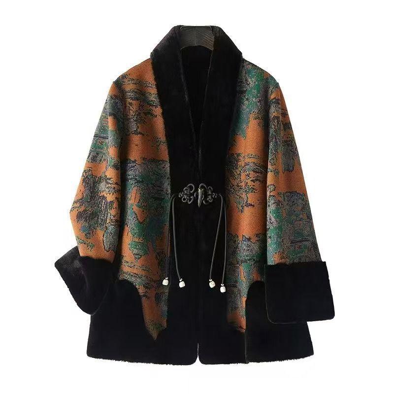 Mom's Reversible Faux Fur and Leather Coat - Women's Winter Fashion for Mid-Aged & Elderly