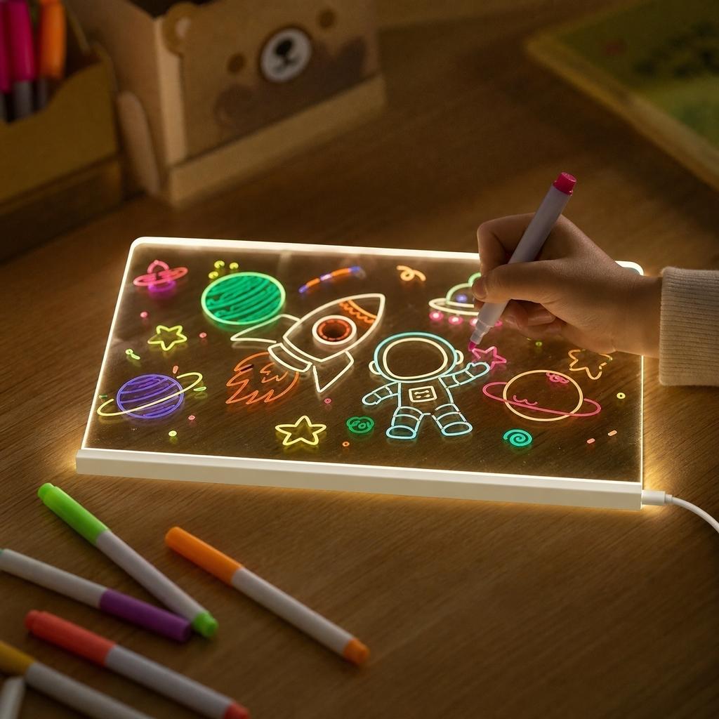 Kids Light Up Drawing Board - Acrylic Transparent Writing Tablet for Tracing, Sketching, and Creative Play, LED Light Board