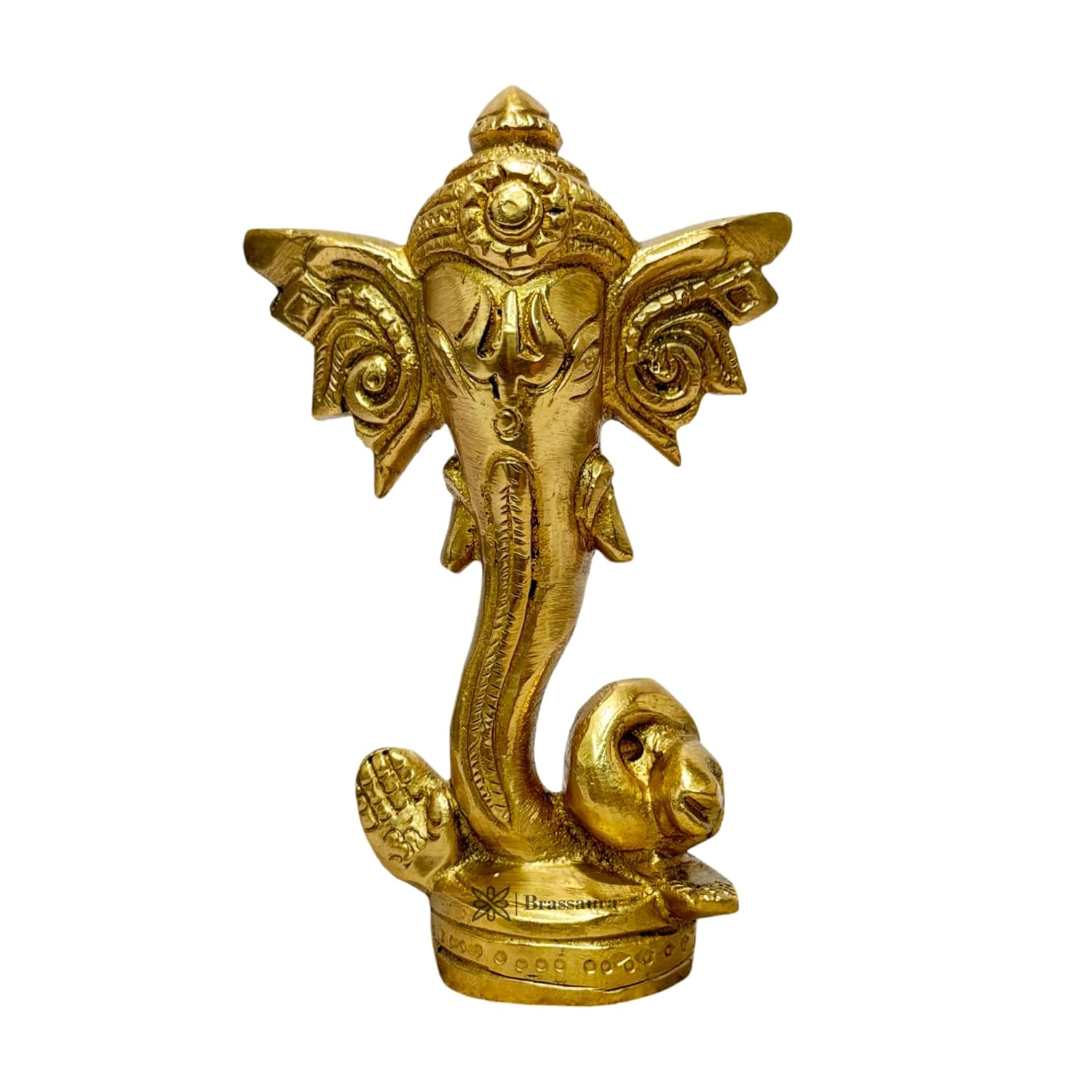 Pure Brass Ganesha Murti For Home & Decor Brass Ganesh Bhagwan Statue - 12 Cm