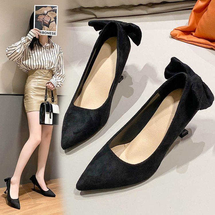 Spring 2025 New Versatile Stiletto Niche Design Bow Stiletto Temperament High Heels Pointed Single Shoes Women
