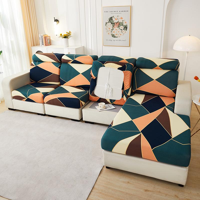 Geometric Sofa Seat Cushion Cover Furniture Protector High Elastic Sofa Cover For Pets Kids Stretch Washable Removable Slipcover