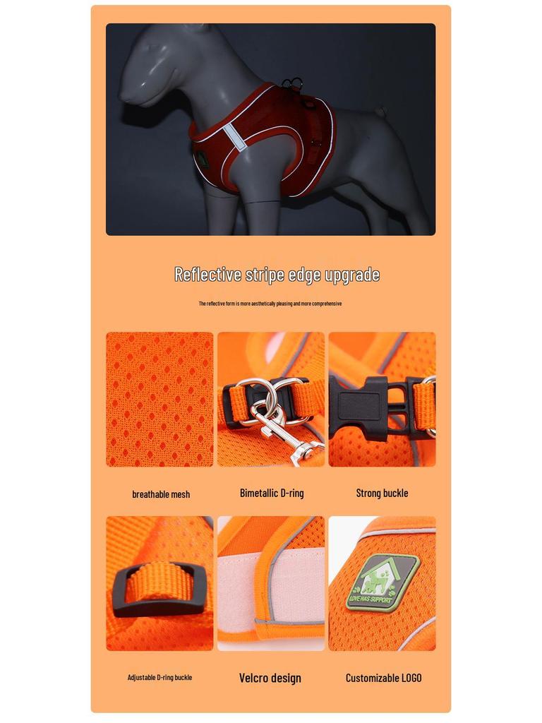 Reflective Breathable Pet Harness for Dogs and Cats - Universal Vest Style Leash