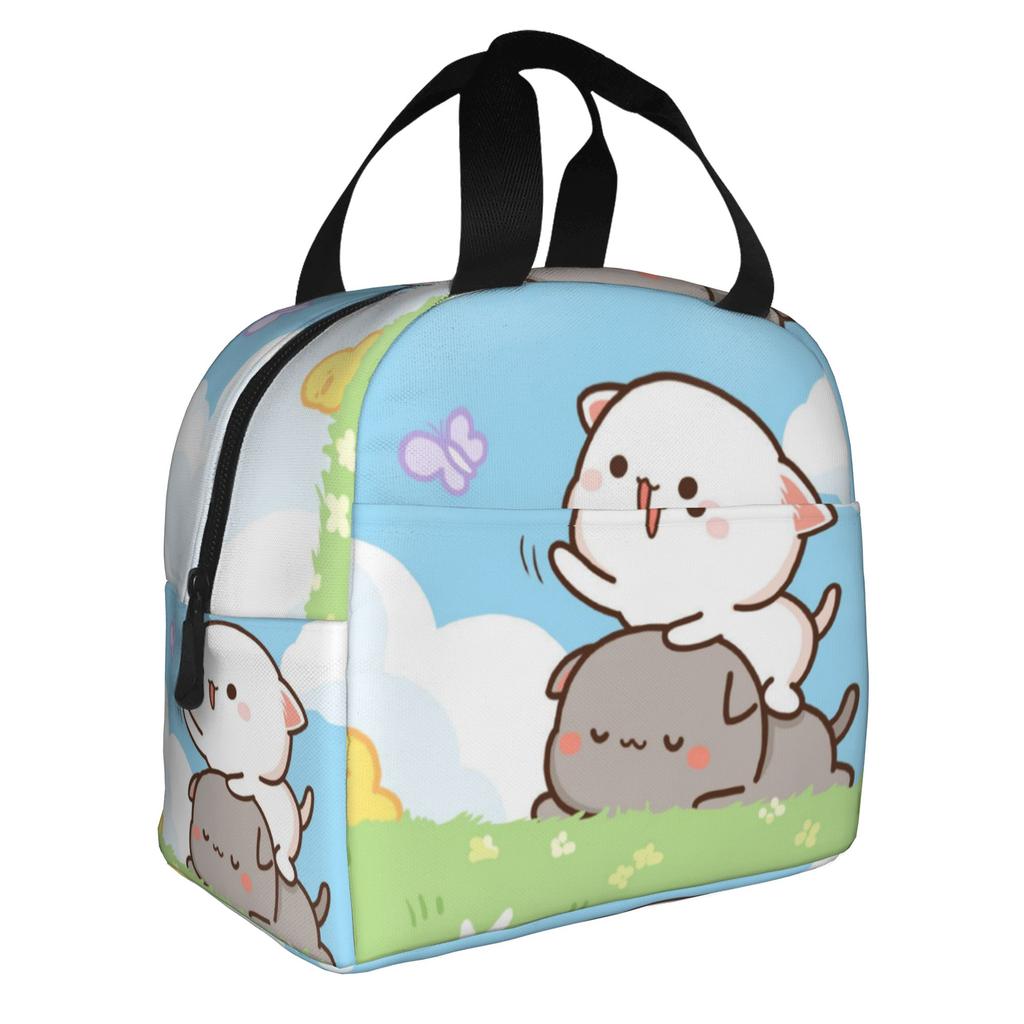 Kawaii Dudu Bubu Perzik En Goma Geïsoleerde Lunchtas voor Beer Panda Herbruikbare Thermische Koeltas Voedsel Lunchbox Werk School