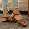 Summer flat woven elastic band retro women's sandals