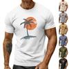 Men's Holiday Print Round Neck Short Sleeve Top Casual Sports Top