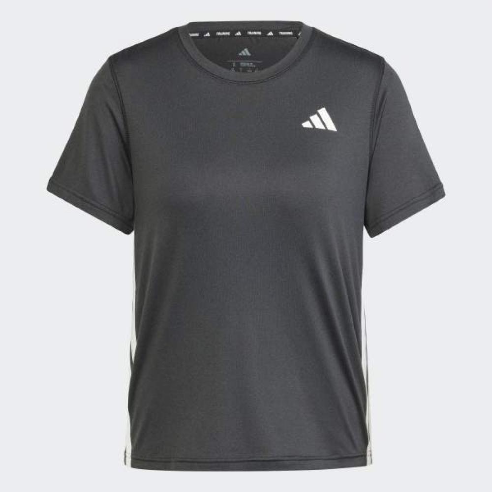 AdidaS Women S Train eSSenTialS 3S WorkouT Tee Training FuncTional ShorT Sleeve T ShirT Black