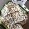 Korean Style Sweet Green Floral Butterfly Faux Silk Scarf - Women’s Versatile Spring/Summer Neck Scarf, 70cm Square.