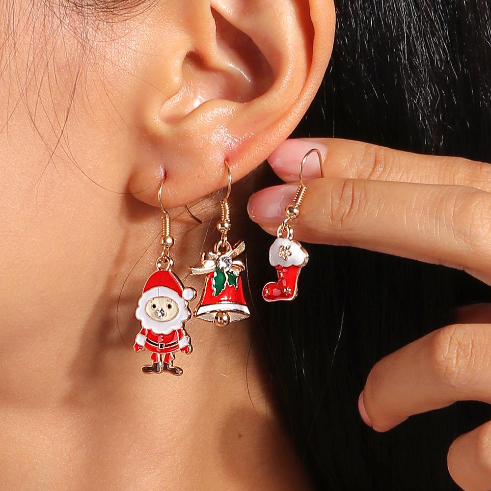 European & American Christmas Earrings: Santa Claus, Hat, Reindeer, Bells - Festive Ornaments for Women