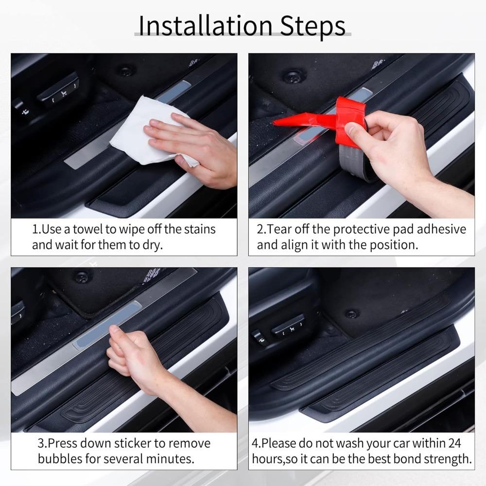 Car Door Threshold Protection, 4PCS Door Edge Step Dust Shield Cover, Car/SUV Universal Rubber Scratch Resistant Exterior Accessories