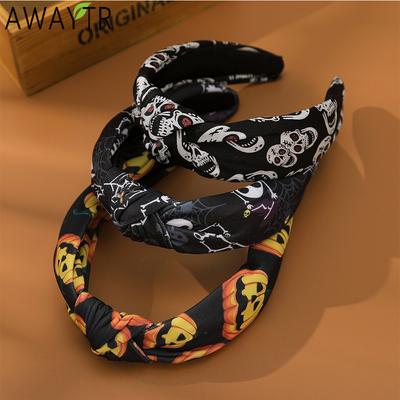 AWAYTR Halloween Muster Fliege Stirnbänder Stoff Breit Stirnband Haarschmuck Für Frauen Festival Kopfschmuck