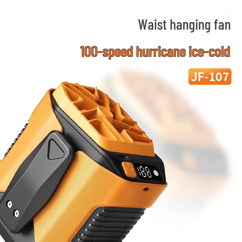 Portable Rechargeable Neck and Waist Fan with Large Capacity, Outdoor Lighting, and Long Battery Life