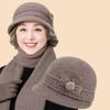 Windproof Women's Knitted Hat Plus Velvet Elderly Beret Keep Warm Mom Warmer Cap  Middle Aged