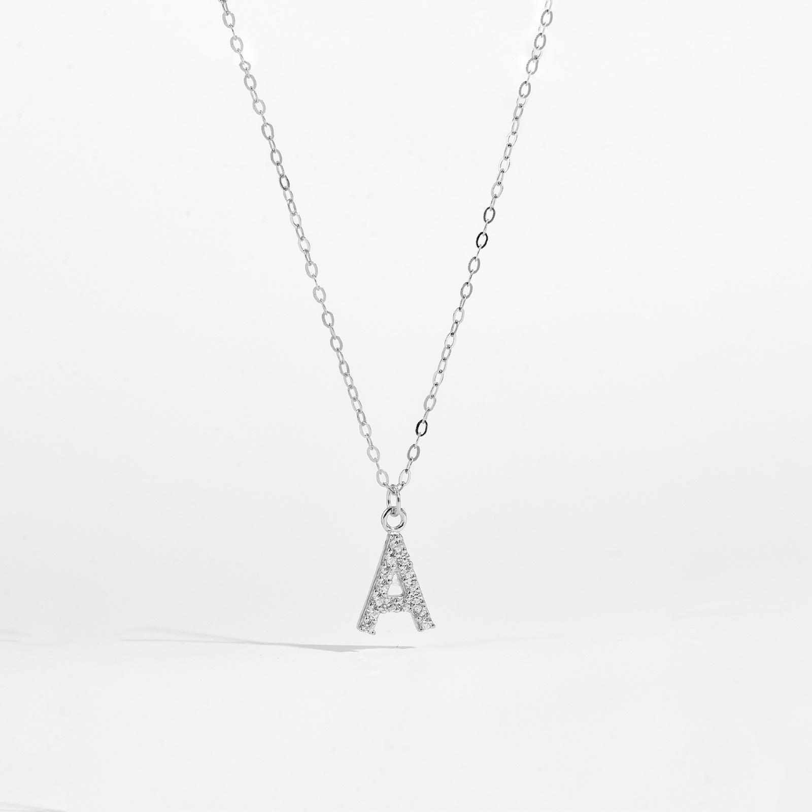 Simple 26 English Letters 925 Sterling Silver Laboratory Grown Diamond Women s Jewelry Custom Letter M Initial Pendant Necklace A серебряный