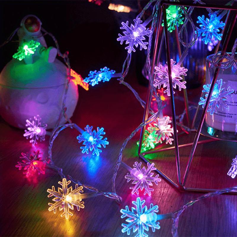 

high quality1pc LED Christmas Snowflake String Lights | Party Decor Lights, Christmas Ornaments, Holiday Accessory, Birthday Party Supplies, Room 4.92FT/59.06inch різнокольоровий