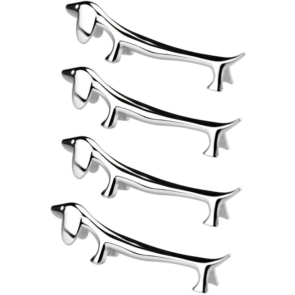 [Steel Utensil Holders] 4pcs Stainless Steel Dog Utensil Holders | Zinc Alloy Cutlery Stand for Spoon Fork, Home Kitchen Table Decor Accessory