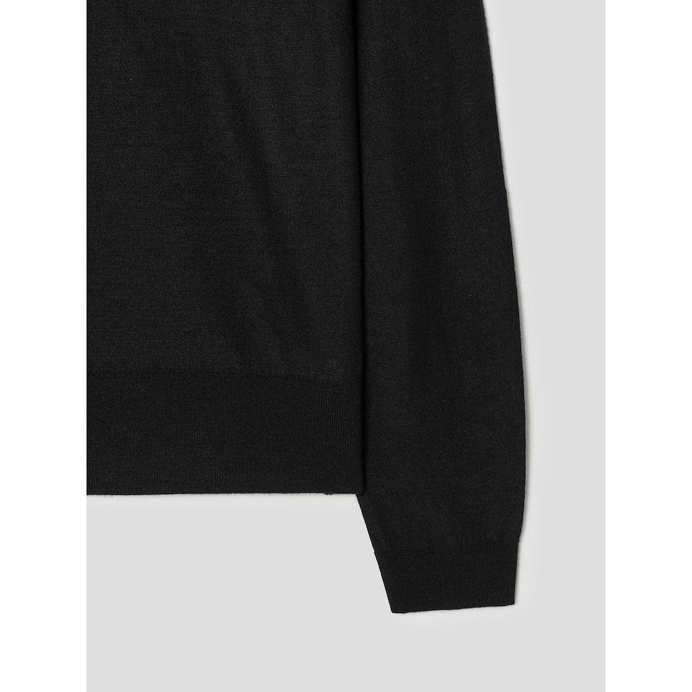 Anggae Half Neck Button Pullover Black