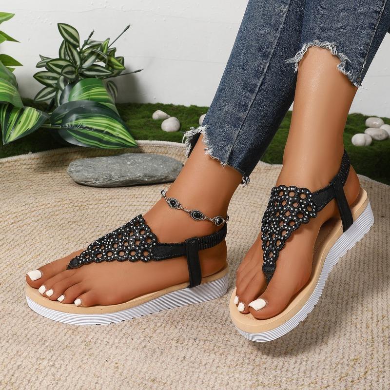Mode Damen Schuhe 2025 Mode Spitzschuh Damen Sandalen Sommer Kristall Strand Elastisches Band Bestseller Leicht Bequem Flache Sandalen