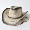 Hot Hollow Out Western Cowboy Summer Outdoor Sun Breathable Straw European and American Top Hat