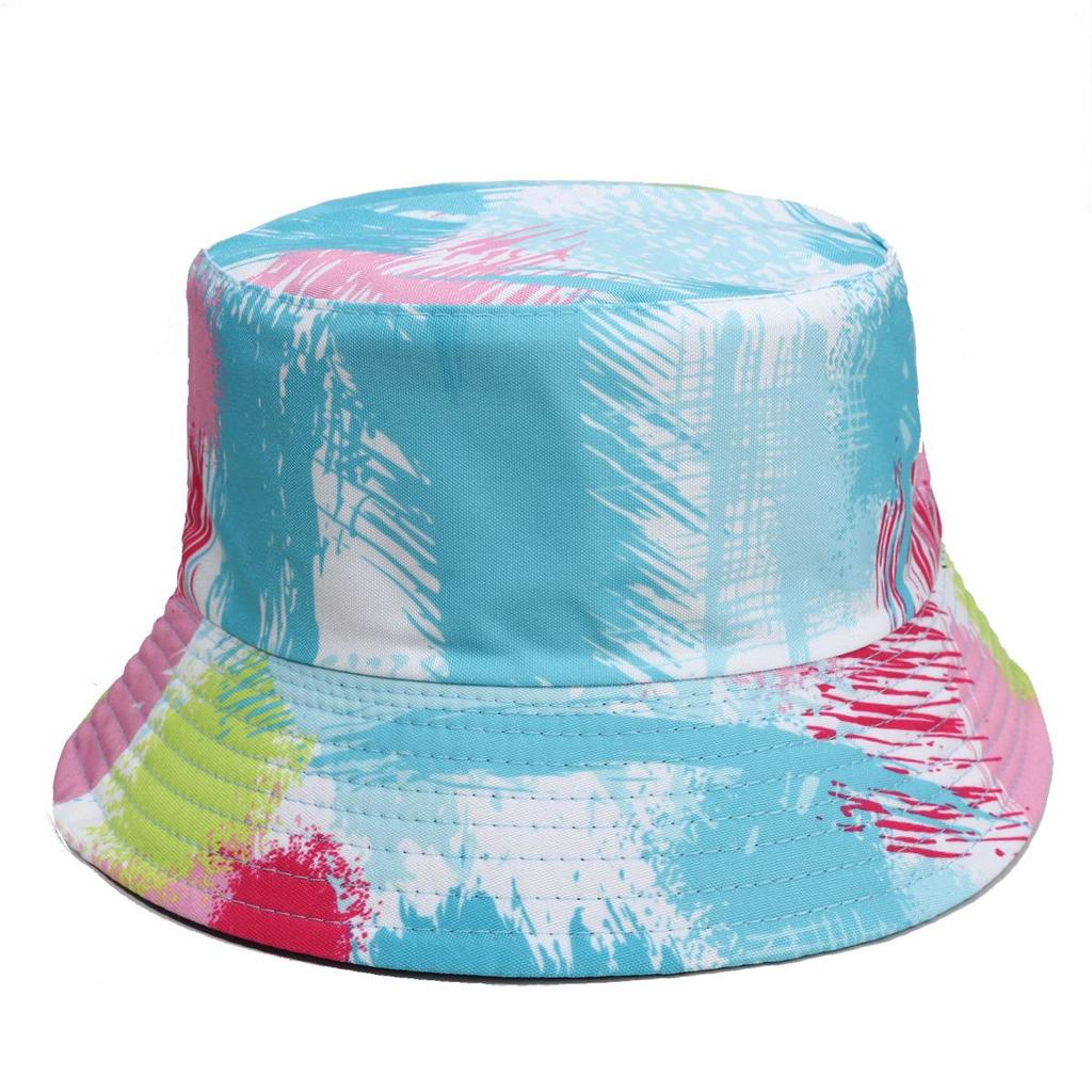 Unisex Double-Sided Bucket Hat - Spring/Summer Sun Protection, Colorful Tie-Dye Hip Hop Style