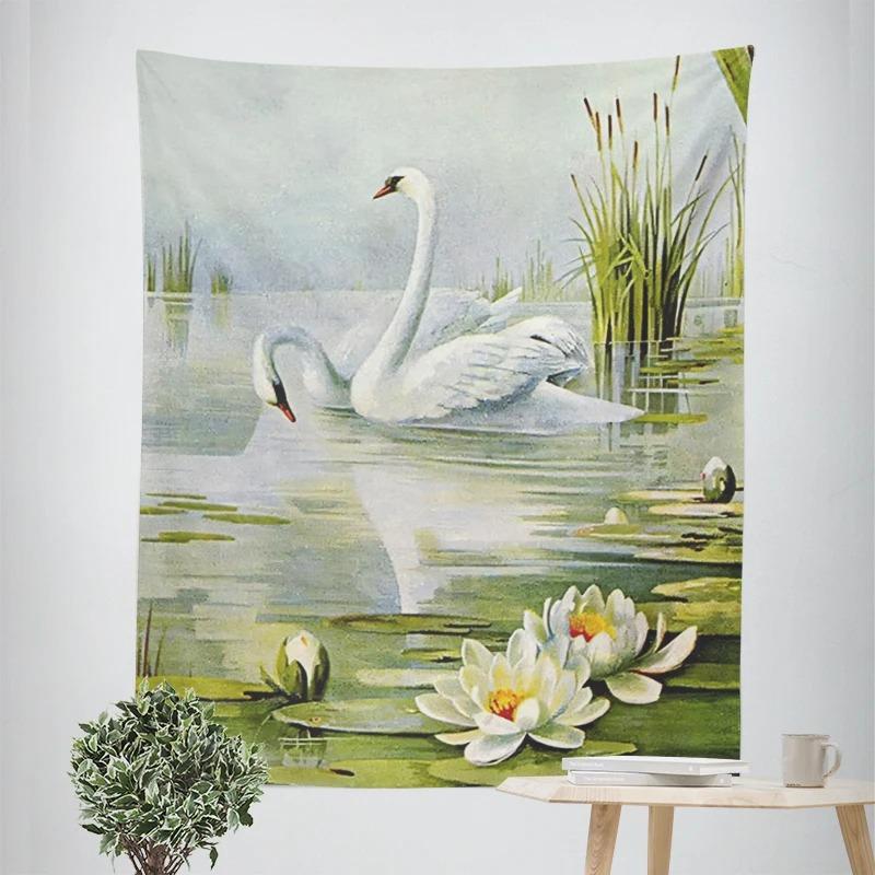 Beautiful Swan Decorative Tapestry Home Wall Decor Office Living Room Tapestry
