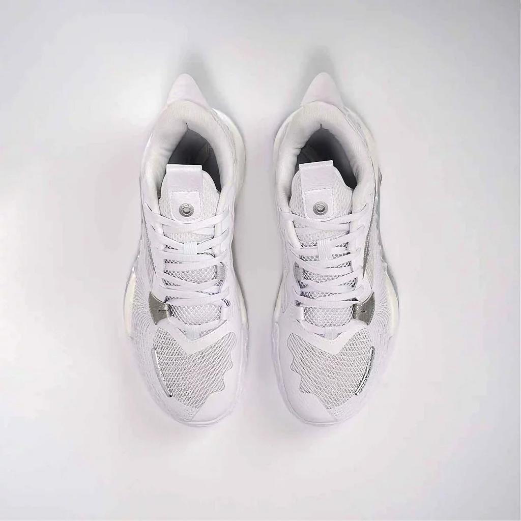 Anta Shock Wave 5 Cushioning, Wear Resistant Low top Basketball Shoes Men's White Sneakers 112511608S-1