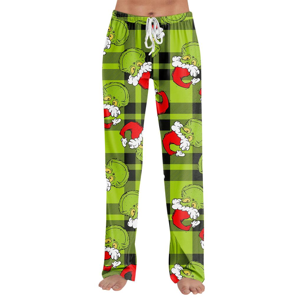 Pajama Pants Sleepwear Casual Drawstring Elastic Waist Pants Comfy Straight Yoga Loose Trousers