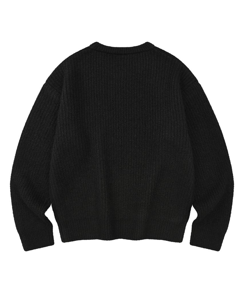 LMR Hairy Heart Embroidered Pullover Knit Black