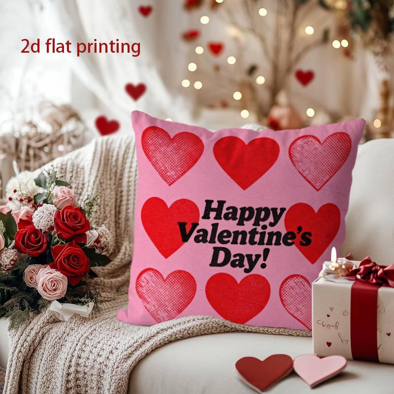 Cute Heart-Gnome Pillow Cover for Valentine's Pattern Cushion Cover Suitable for Sofa Bedroom Car Pillow Cover
