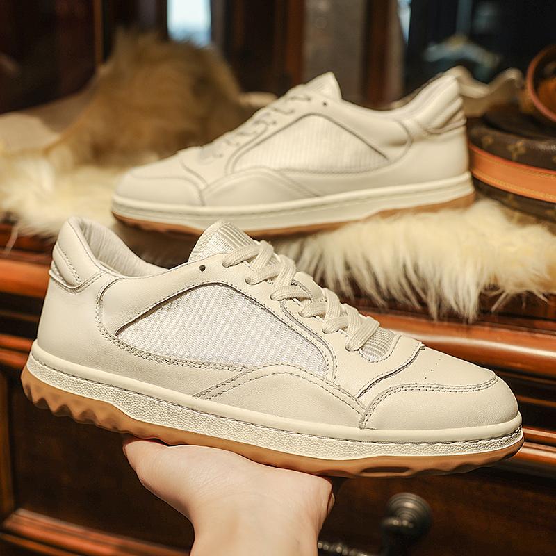 Fashion Genuine Leather Men Shoes Youth Teenage Casual Shoes Classics Man Vulcanize Shoes Driving Sneakers Versatile Skateboard Footwear