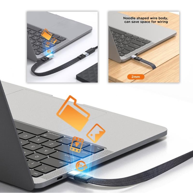 USB C to USB C Angled Cable, 240W 90 Degree Type C Charging Cord Data Cable for Smartphone Laptop