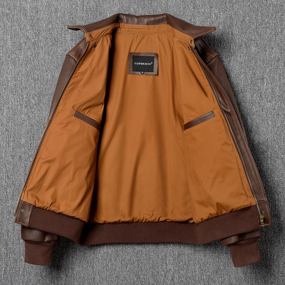 Men's Leather Jacket Genuine Cow A2 Flight Suit Man Aviator Bomber Coat Men Cow hide Leather Jackets Spring Autumn