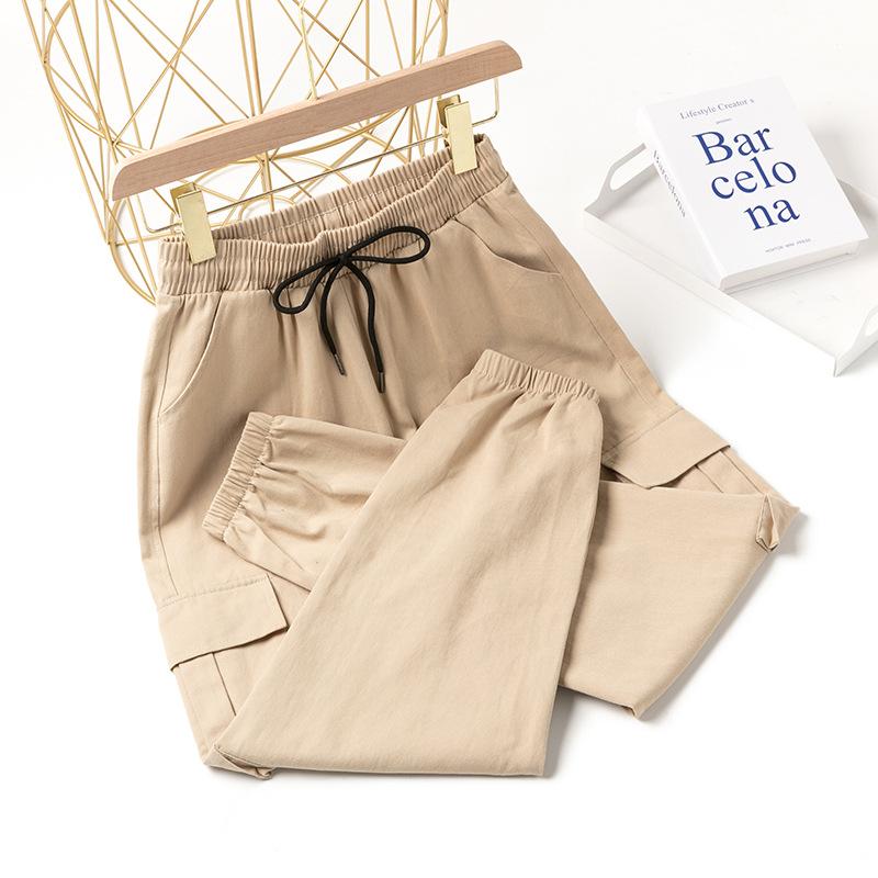 

Комбинезоны женские брюки с высокой талией тонкие черные девять очков повседневные спортивные свободные шаровары XXL хаки