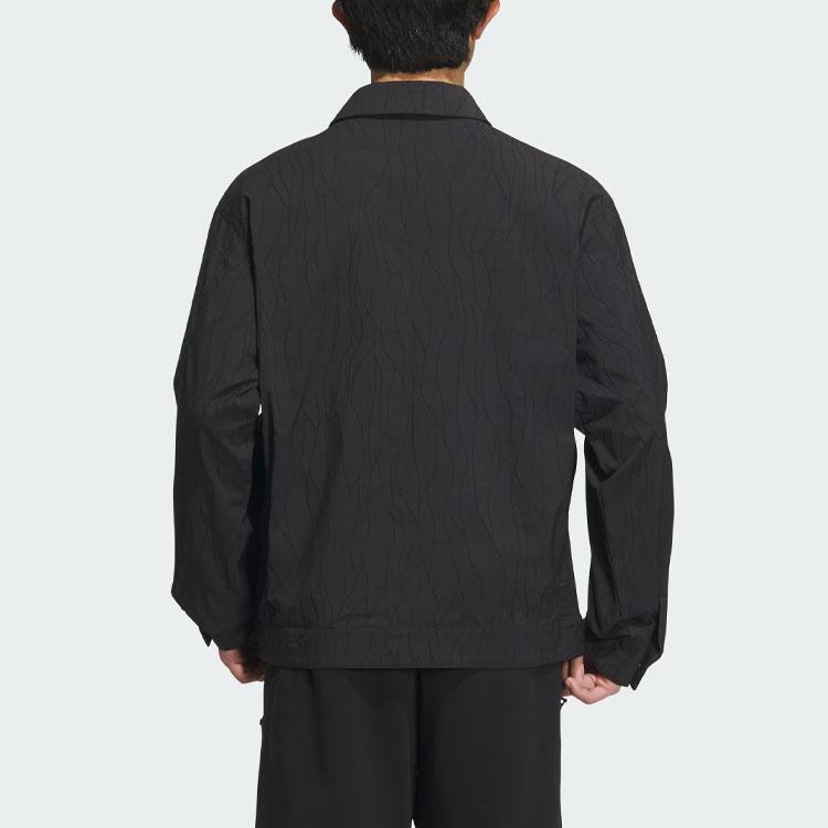 Adidas Wuji Series Woven Jacket With Wave Pattern And Zipper Men Jackets Black IP4940