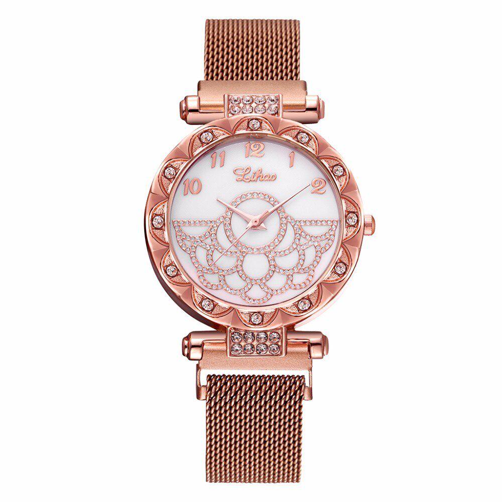 

Женские часы Magnet 2019 Buckle Diamond Watch Роскошные женские часы из нержавеющей стали Кварцевые часы Relogio Feminino Dropshipping розового золота