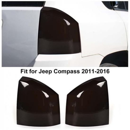 Smoked Black Rear Taillight Panel Guards Cover Overlay For Jeep Compass 2011-16