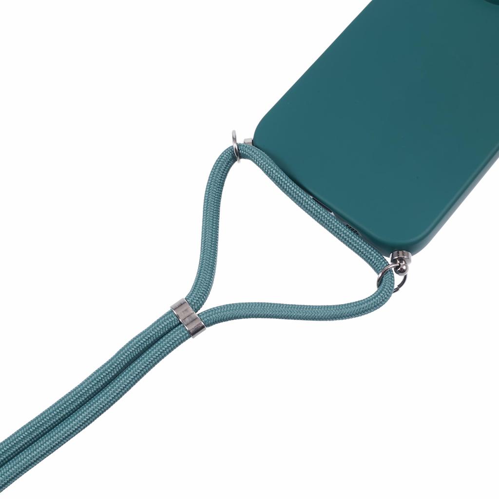 For iPhone 16 Pro Crossbody Case Flexible TPU Fiber Lining Anti-Shock Phone Cover