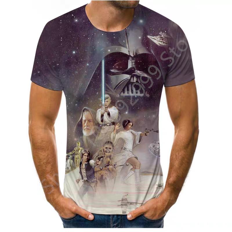 T-shirt da Uomo a Maniche Corte 3D Asciugatura Rapida Star Wars 50° Anniversario T-shirt Genitore-Figlio per Adulti e Bambini