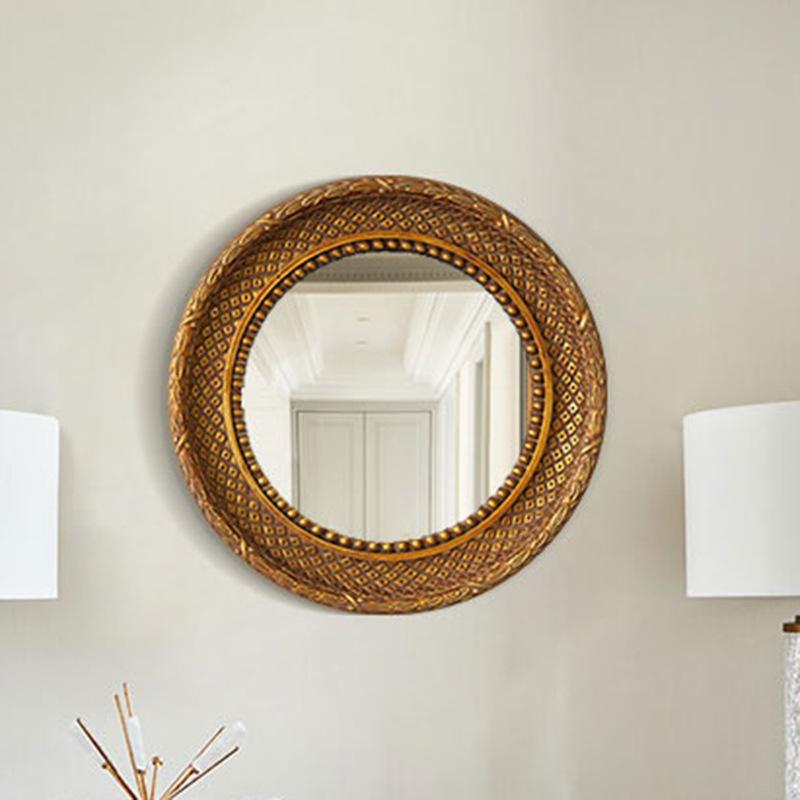 Vintage Baroque Wall-Mounted Mirror for Bedroom Artistic Elegant Home Decoration Environmentally Gold Large Stand Desktop Mirror