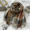 Extra Long Imitation Cashmere Plaid Scarf for Women Winter Fashion Tassel High End Shawl Literary Men's Scarf