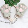 Schöne Plüschhandschuhe mit Katzenkrallen und Pfoten, Plüschfäustlinge, warm, weich, kurze, fingerlose, flauschige Bärenhandschuhe, Kostüm, Halbfingerhandschuhe