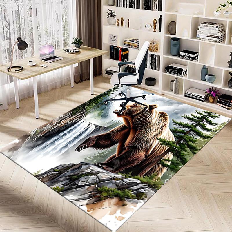 1PC Nature, Bear Non-Slip Floor Carpet Compatible for Office&Living Room&Dining room - Flat-Weave Machine- Soft & Pattern-E232