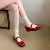 New Spring 2025 Fashion Women's Shoes Round Toe Shoeslong Socks Leather Shoes Riveted Buckles Mary Jane Women's Shoes