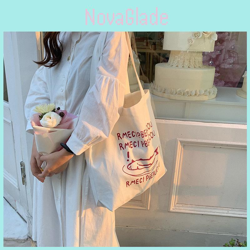 Stylish Korean Canvas Tote Bag Casual Shoulder Bag For Female Students