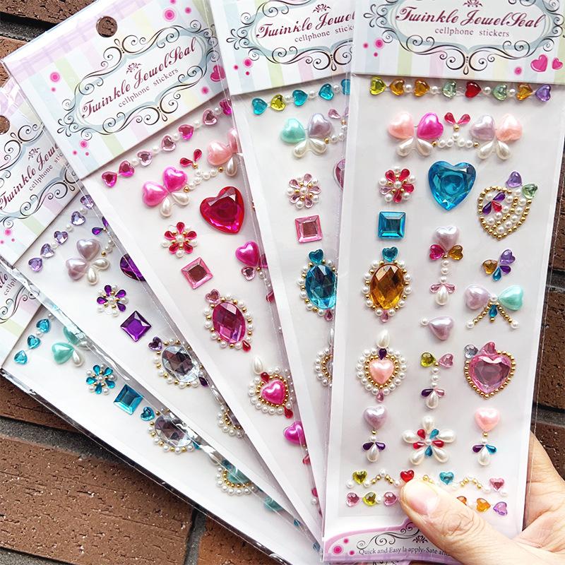 Křišťálové kamínky Samolepky na tetování na obličej DIY Jednorázové diamantové dekorace na obličej Make-up Akrylová nálepka Nálepka s vrtačkou na telefon